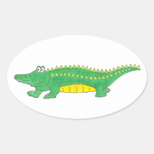 Yellow Green Alligator Crocodile Gator Croc Animal Oval Sticker