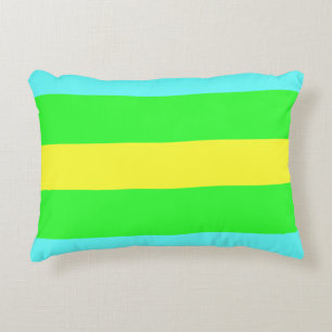 Yellow Green and Blue Wide Stripes by STaylor Decorative Cushion