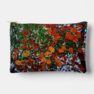 Yellow , green and brown leaves accessory pouch