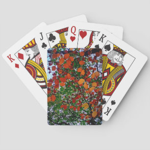 Yellow , green and brown leaves playing cards