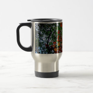 Yellow , green and orange leaves travel mug