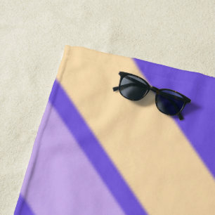 Yellow Green and Shades of Purple Stripes Beach Towel