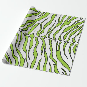 Yellow Green And White Tiger Stripes Animal Print Wrapping Paper