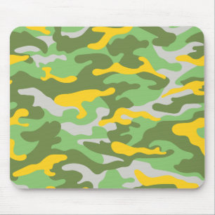 Yellow Green Army Camouflage Mouse Pad