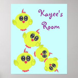 Yellow Green Baby Bird Poster