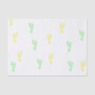 Yellow & Green Baby Footprints 10lb Tissue Paper