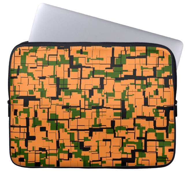 Yellow Green Black Digital Camo Pattern Laptop Sleeve (Front)