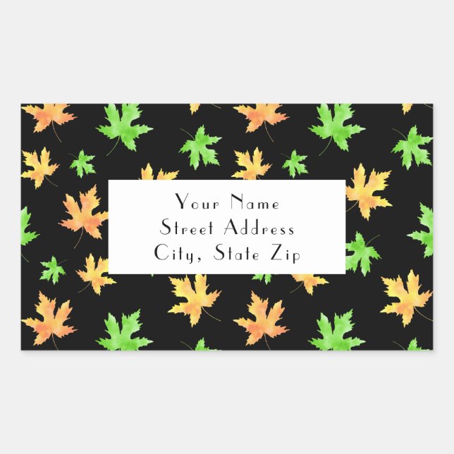 Yellow Green Black Maple Leaf Pattern labels (Front)