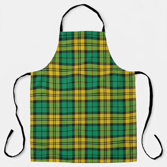 Yellow Green Blackwatch Campbell Tartan Plaid Apron (Front)