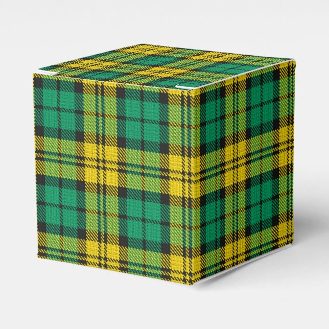 Yellow Green Blackwatch Campbell Tartan Plaid Favour Box (Front Side)