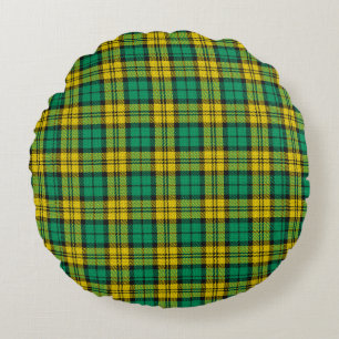 Yellow Green Blackwatch Campbell Tartan Plaid Round Cushion