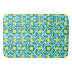 Yellow Green Blue Abstract Bath Mat