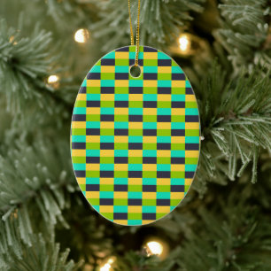 Yellow, Green, Blue, Black Color Combination Ceramic Tree Decoration