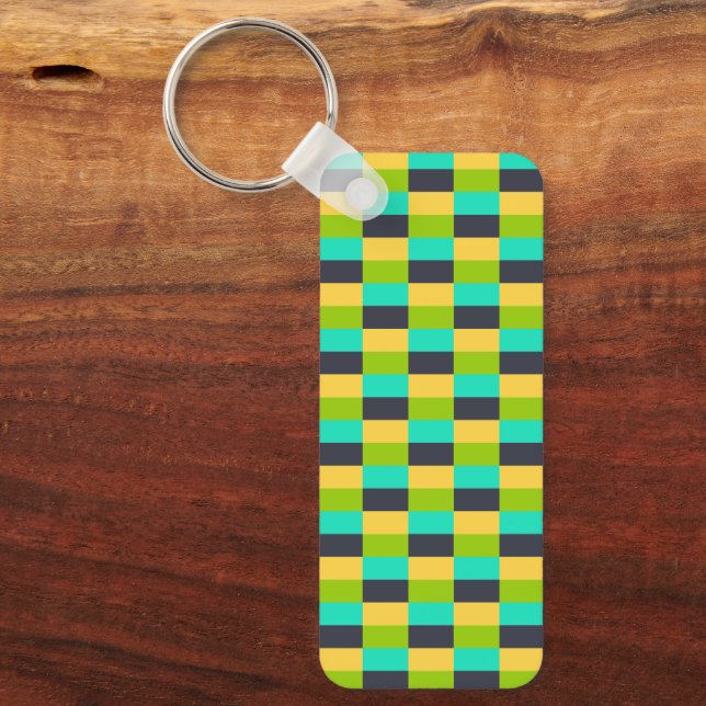 Yellow, Green, Blue, Black Color Combination Key Ring (Front)