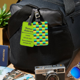 Yellow, Green, Blue, Black Color Combination Luggage Tag