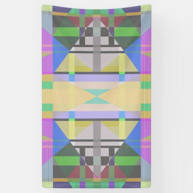 Yellow Green Blue Purple Geometric Banner (Vertical)