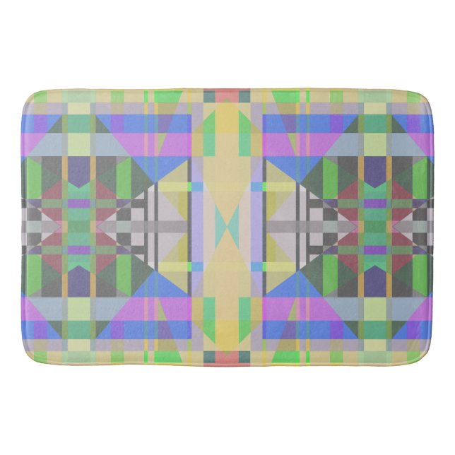 Yellow Green Blue Purple Geometric Bath Mat (Front)