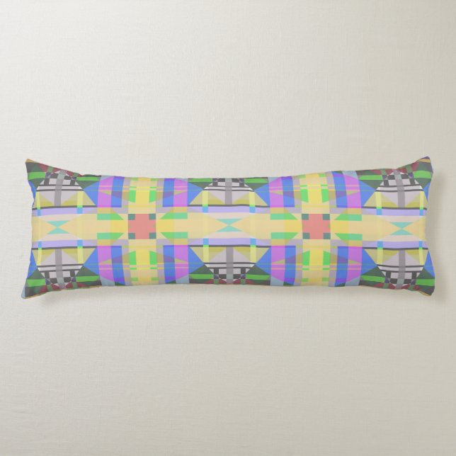 Yellow Green Blue Purple Geometric Body Cushion (Front)