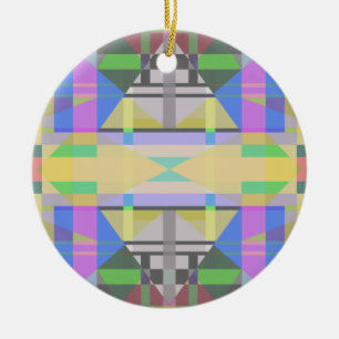Yellow Green Blue Purple Geometric Ceramic Tree Decoration