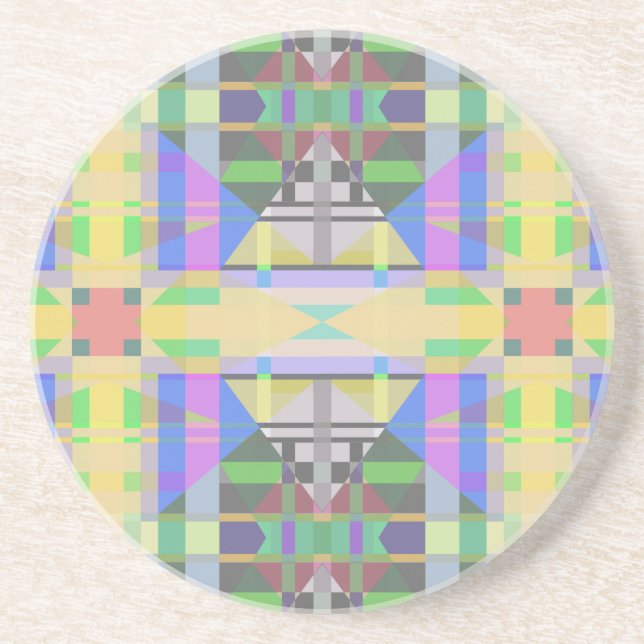 Yellow Green Blue Purple Geometric Coaster (Front)