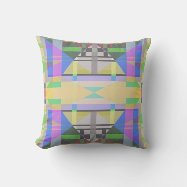 Yellow Green Blue Purple Geometric Cushion (Front)