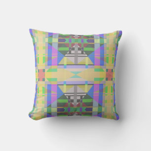 Yellow Green Blue Purple Geometric Cushion