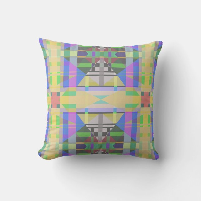 Yellow Green Blue Purple Geometric Cushion (Front)