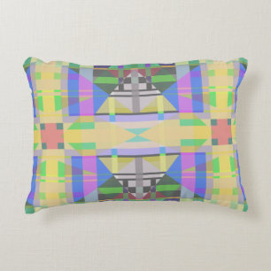 Yellow Green Blue Purple Geometric Decorative Cushion