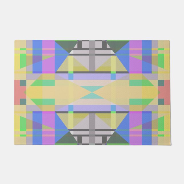 Yellow Green Blue Purple Geometric Doormat (Front)