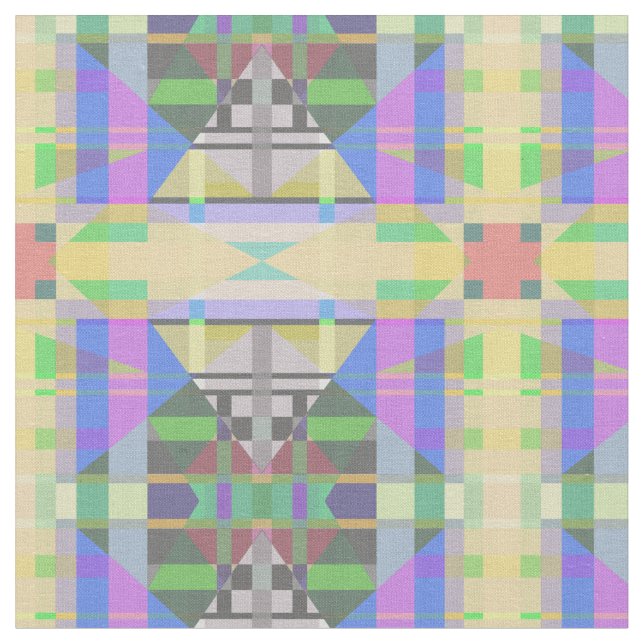 Yellow Green Blue Purple Geometric Fabric (Close Up)