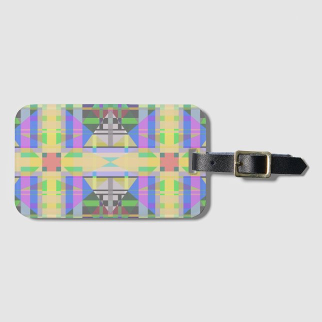 Yellow Green Blue Purple Geometric Luggage Tag (Front Horizontal)