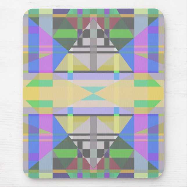 Yellow Green Blue Purple Geometric Mouse Mat (Front)
