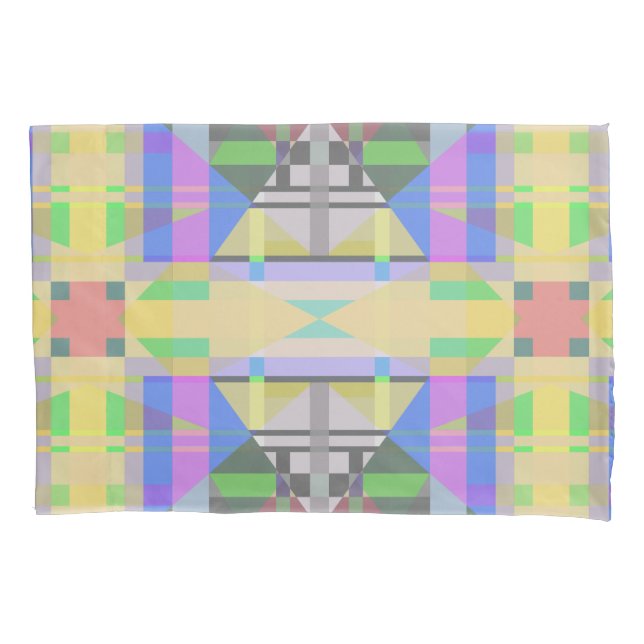 Yellow Green Blue Purple Geometric Pillowcase (Front)