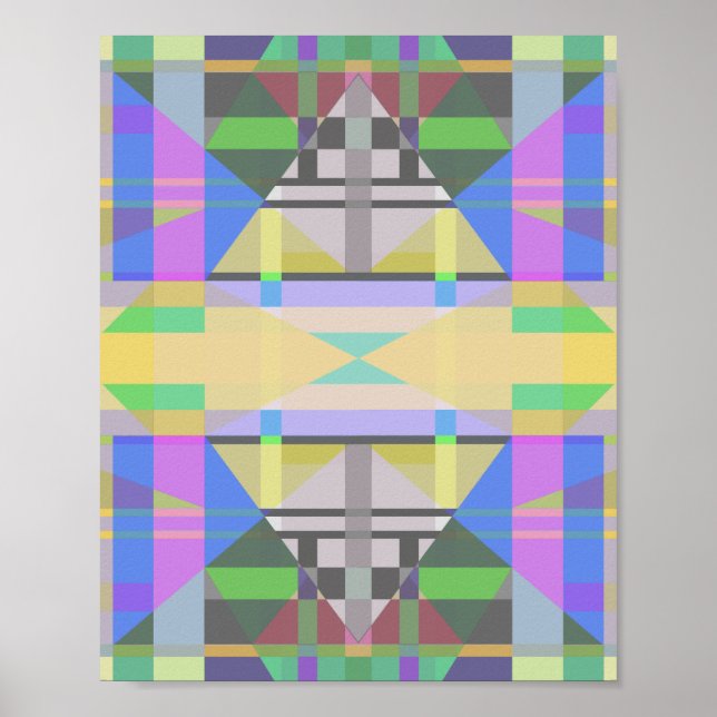 Yellow Green Blue Purple Geometric Poster (Front)