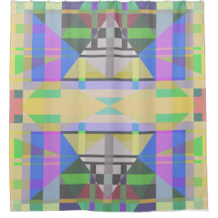 Yellow Green Blue Purple Geometric Shower Curtain