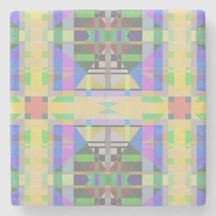 Yellow Green Blue Purple Geometric Stone Coaster