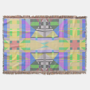Yellow Green Blue Purple Geometric Throw Blanket