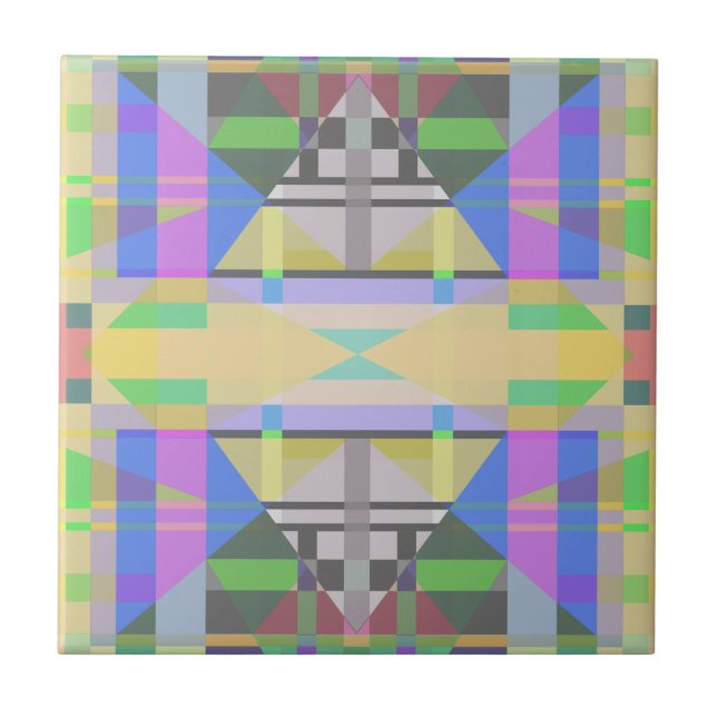 Yellow Green Blue Purple Geometric Tile (Front)