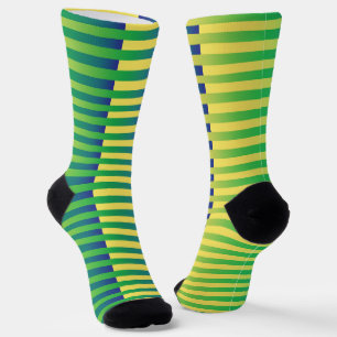 Yellow Green Blue Striped Pattern Socks