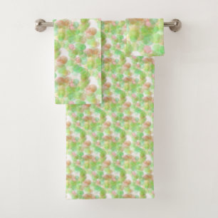 Yellow Green Blue White Modern Abstract Elegant Bath Towel Set