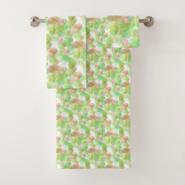 Yellow Green Blue White Modern Abstract Elegant Bath Towel Set (Insitu)