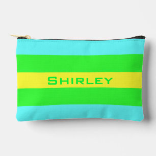 Yellow, Green, Blue Wide Stripes by Shirley Taylor Accessory Pouch