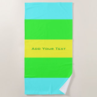 Yellow, Green, Blue Wide Stripes by Shirley Taylor Beach Towel