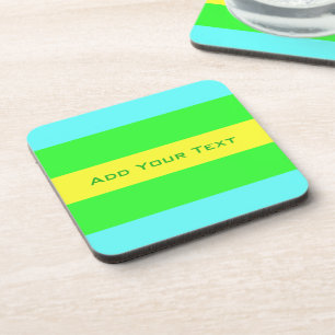 Yellow, Green, Blue Wide Stripes by Shirley Taylor Coaster
