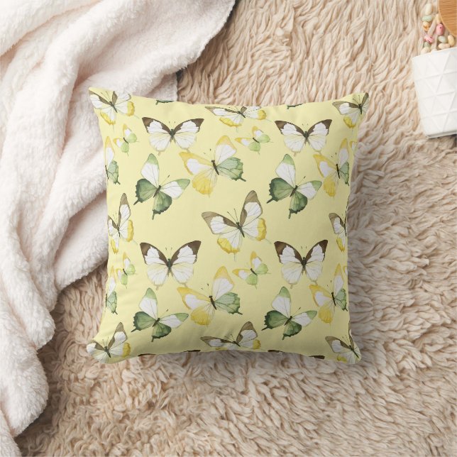 Yellow Green Butterflies Birthday Cushion (Blanket)