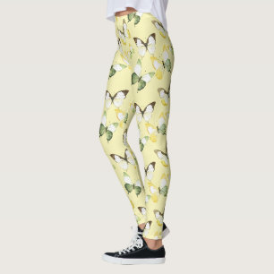 Yellow Green Butterflies Leggings