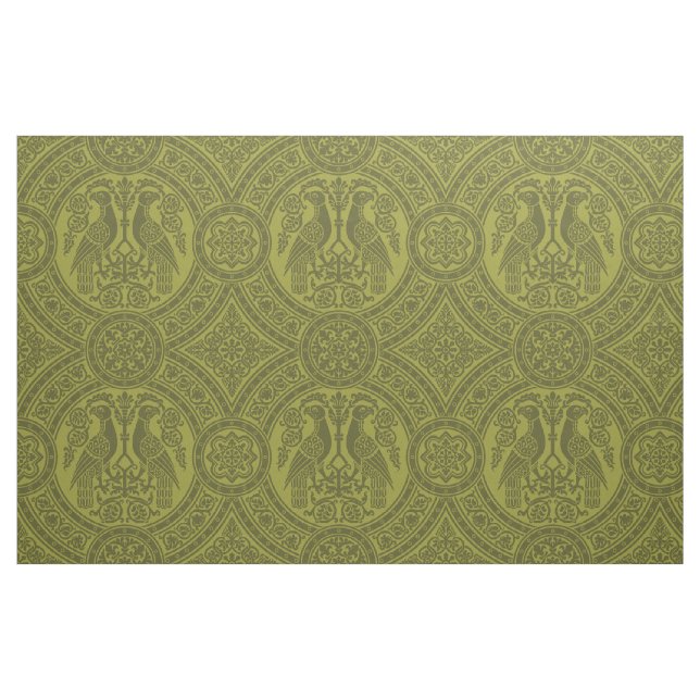 Yellow-Green Byzantine Birds Fabric (Fat Quarter)