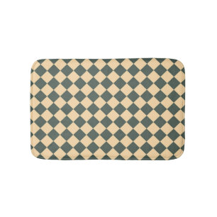 Yellow Green Checker Diamond Pattern Bath Mat