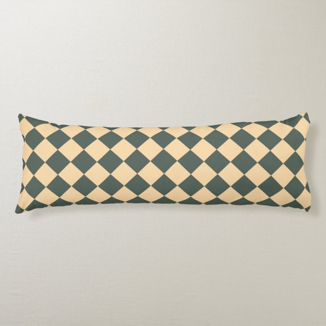 Yellow Green Checker Diamond Pattern Body Cushion (Front)