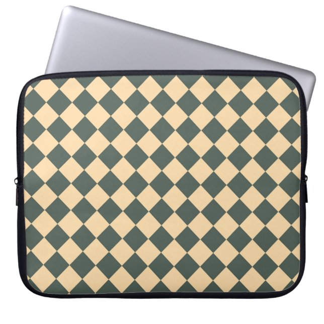 Yellow Green Checker Diamond Pattern Laptop Sleeve (Front)